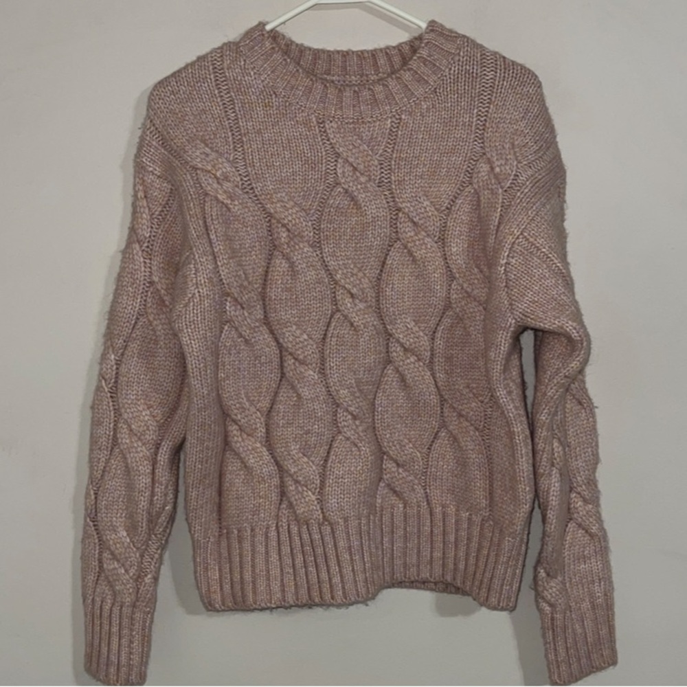 Evereve chunky cable-knit crop sweater small